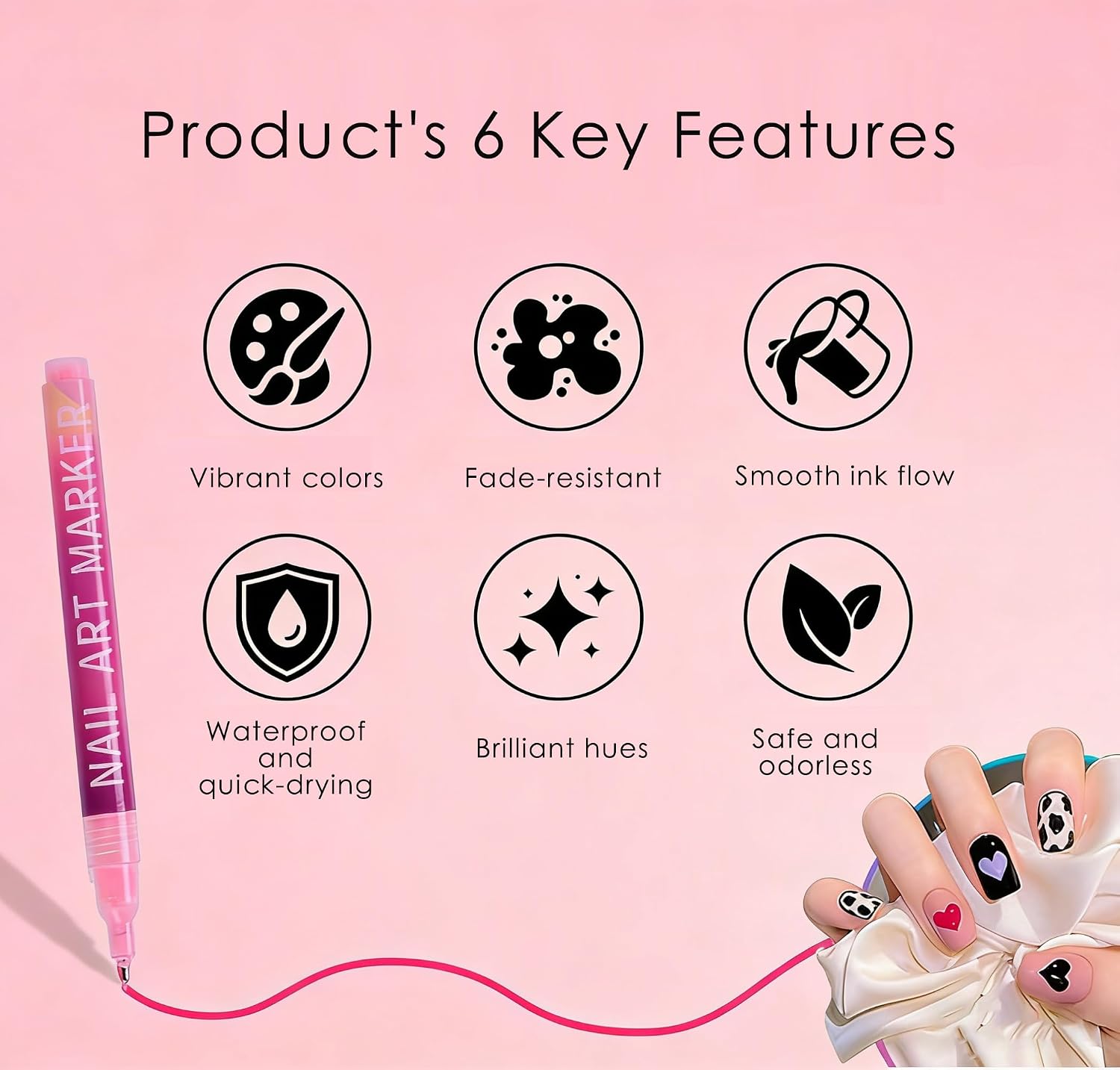 12 Colors Nail Art Pens Set, Acrylic Marker Nail Polish Pen, Acrylic Nail Paint Pens Kit Drawing Painting Liner Dotting Graffiti Manicure for Home Salon DIY