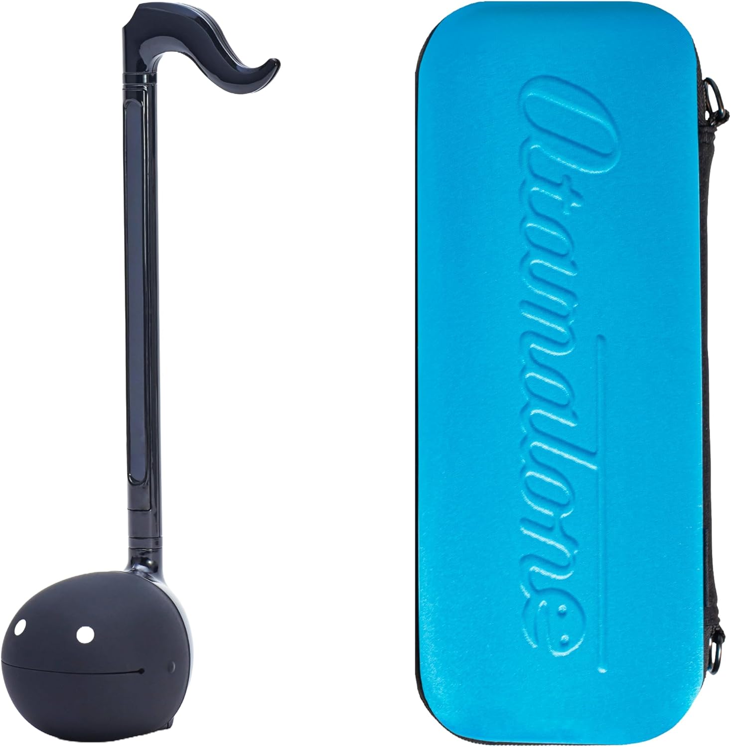 Otamatone Regular [Black] and Matte Case [Blue] Bundle Japanese Electronic Musical Instrument Portable Music Synthesizer from Japan Maywa Denki Award Educational Fun Gift for Children Teen Adult