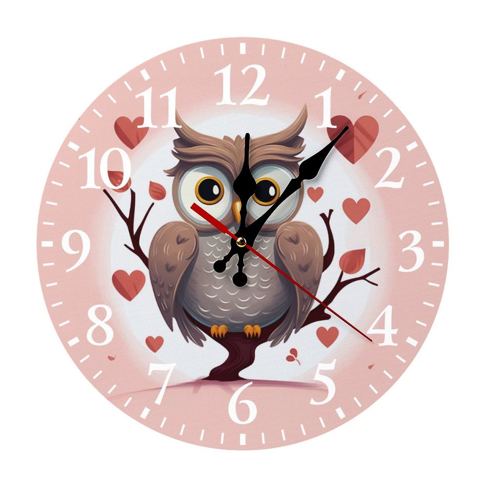 NTVOWPZO 10 Inch Wall Clock Owl Lover1 Battery Operated Wall Clocks Silent Non-Ticking Round Wall Clock for Living Room Kitchen Home Office Wall Decorative Clock