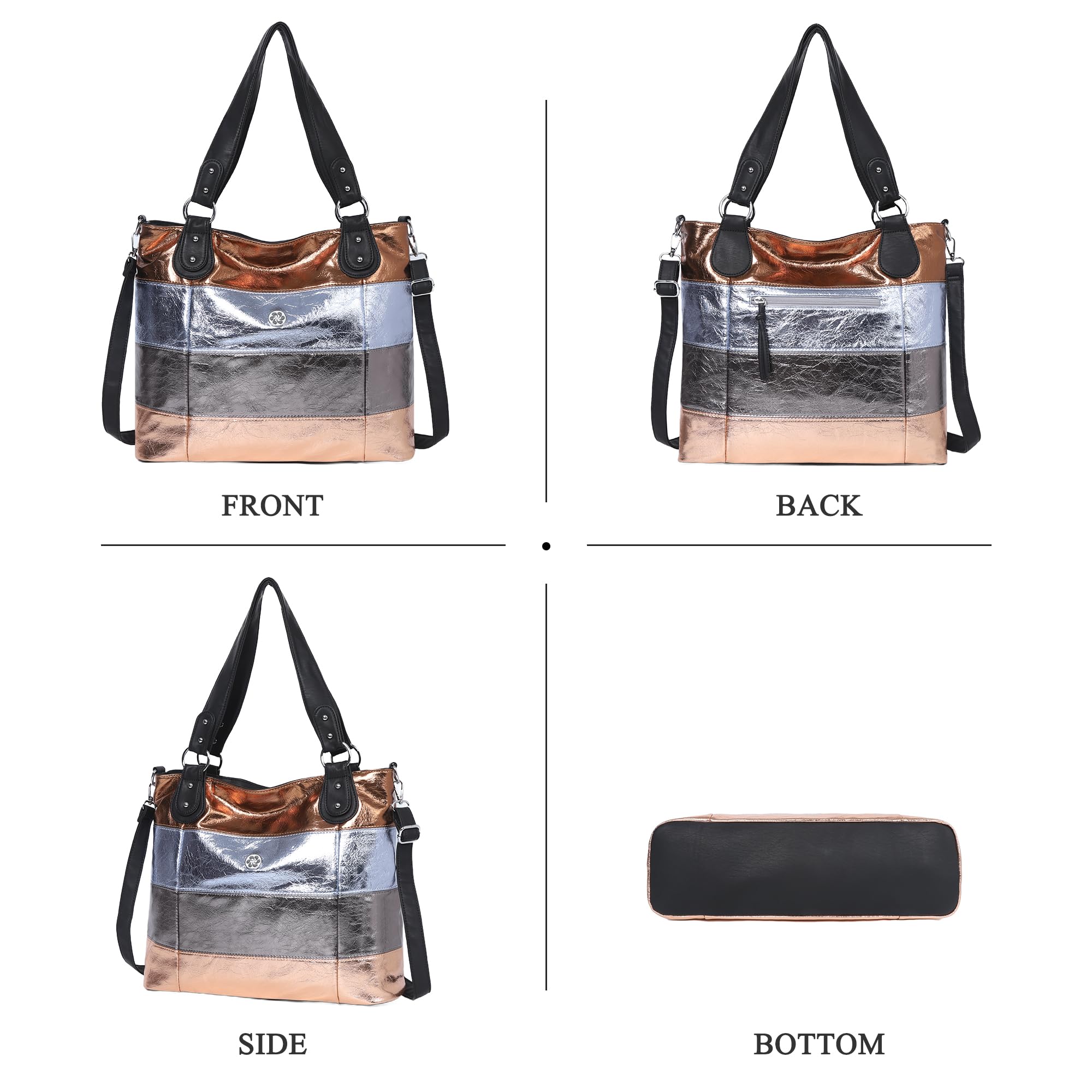 Angel Kiss Hobo Purses for Women Multi-Color Striped Lattice Cross Body Shoulder Purse Bag Tote Handbag