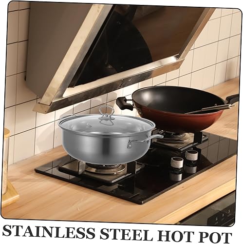 Miniatura 5 de HEMOTON Olla de sopa de acero inoxidable Hotpot con divisores Estufas de sartén de barbacoa Asado Wok Hotpot Olla de cocina coreana Olla de cocción