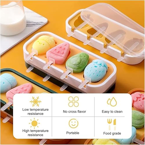 Miniatura 3 de Moldes de mini paletas reutilizables para niños y bebés, moldes reutilizables para paletas lindas de frutas y animales, moldes de silicona sin BPA
