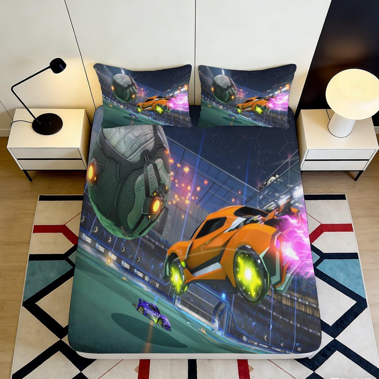 3D Printed Puppy Love Fitted Sheet Microfiber Deep Pocket Non-Slip Dog Mattress Fitted Cover Bedroom Bedding Wrap 200x200x25cm