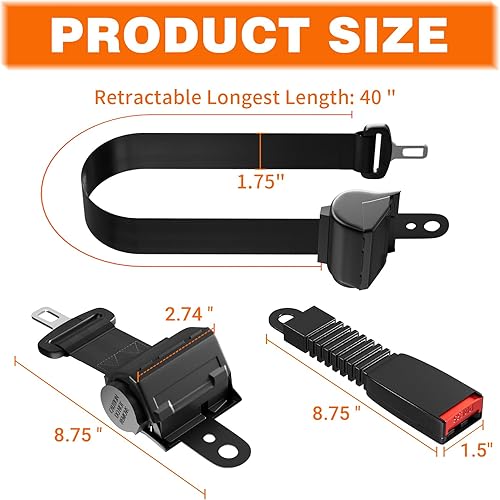 Miniatura 5 de CLUBRALLY Cinturones de seguridad para carrito de golf, kit de cinturones de seguridad universales retráctiles de 40 pulgadas, se adapta a Club Car