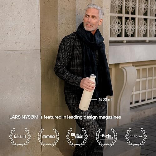 Miniatura 5 de LARS NYSØM Botella de agua aislada de acero inoxidable de 12 onzas, 17 onzas, 25 onzas, 34 onzas, 51 onzas, frasco térmico aislado para bebidas