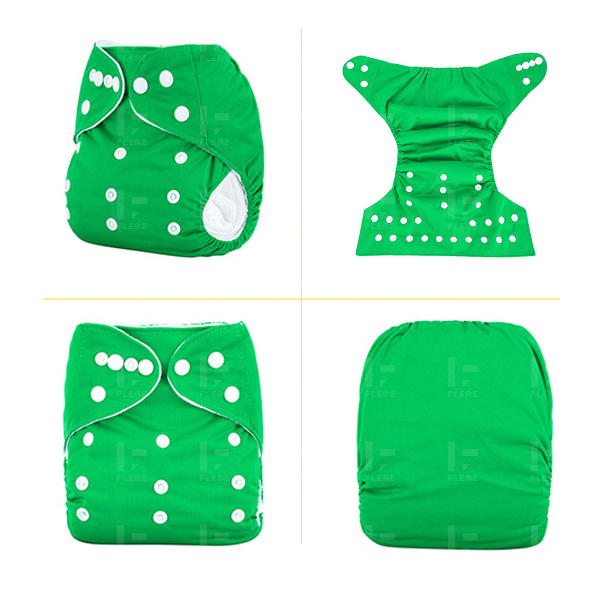 Flere Reusable Baby Cotton Cloth Diapers - Adjustable & Washable with Insert Pads for 0-3 Years | Soft, Waterproof & Eco-Friendly (Multicolor, Pack of 4) - Image 5 thumbnail