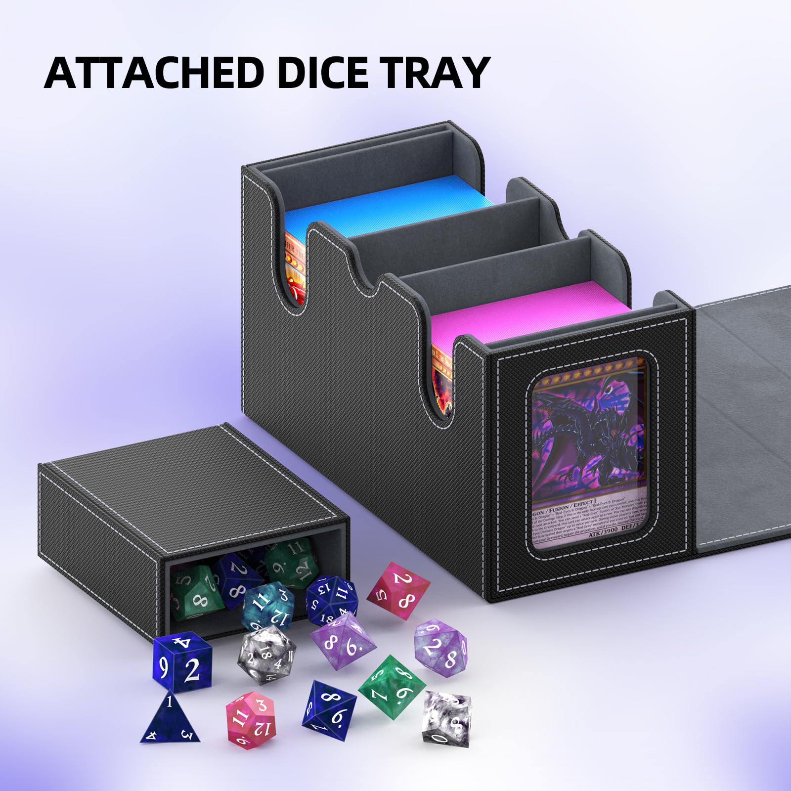 Card Deck Case With Dice Tray TopMade Trading Card Deck Box - Holds 520+  Cards, Includes Dice Tray & Commander Display | Magnetic Closure Case For  MTG, Yugioh, Sports Cards (Black &