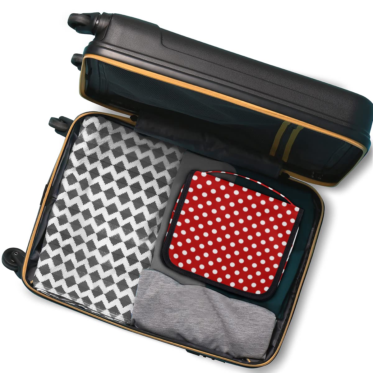 Polka Dots czerwona podróżna kosmetyczka w kropki torba do mycia torebka uniseks wiszące przybory toaletowe organizer na kosmetyki, wielobarwny, Jeden rozmiar