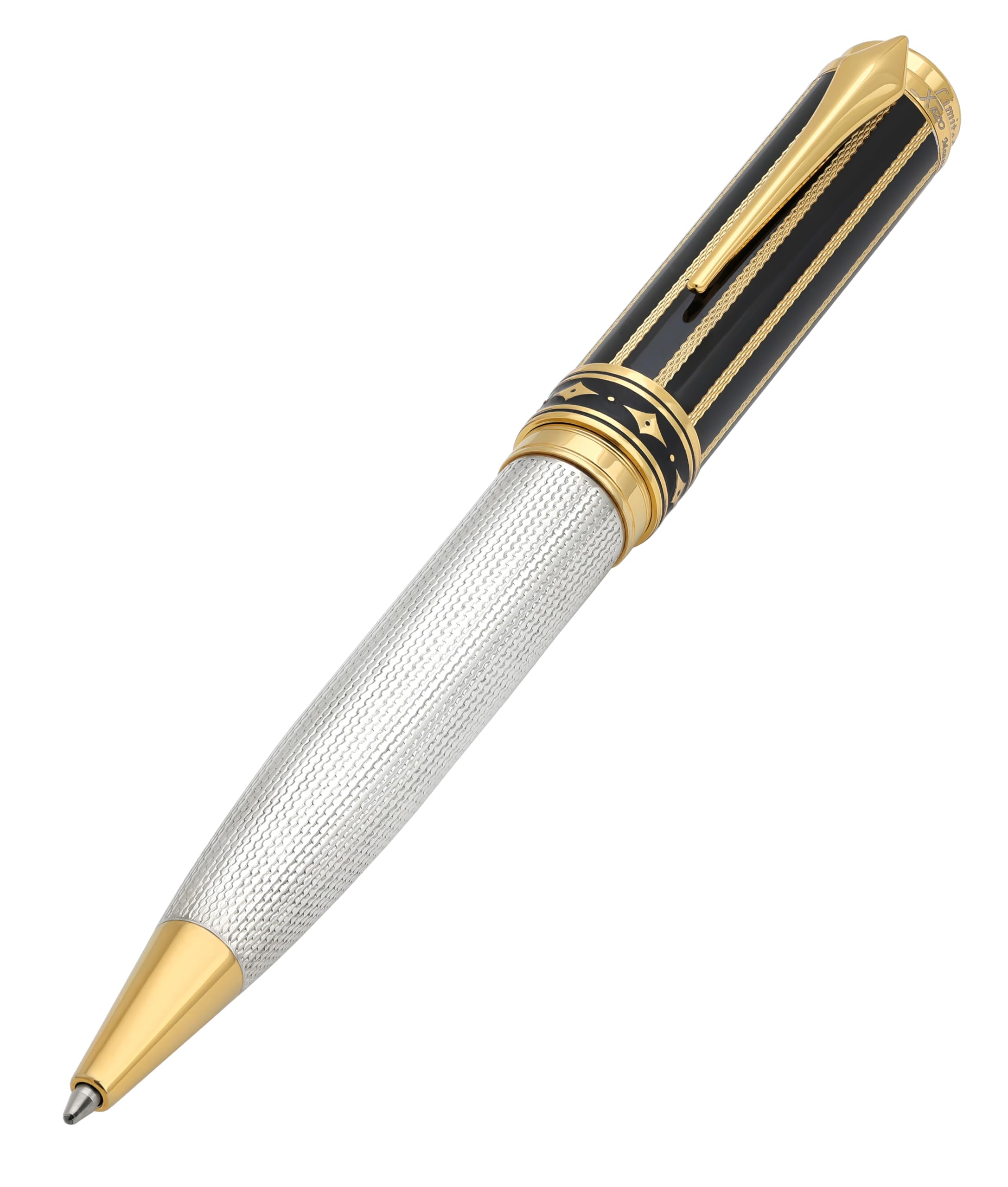 Xezo Maestro Streamliner | Argent sterling 925, Gravure guillochée | Stylo à bille moyen | Édition limitée à 150 exemplaires | Numéroté. Fait main