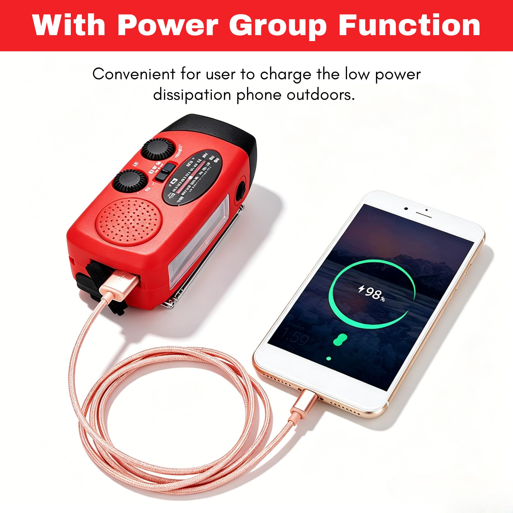 Notfall-Solarradio Solar Kurbelradio mit LED-Taschenlampe, AM/FM/NOAA Handkurbel Notfallradio mit 1200mAh Powerbank für Wandern Outdoor Camping