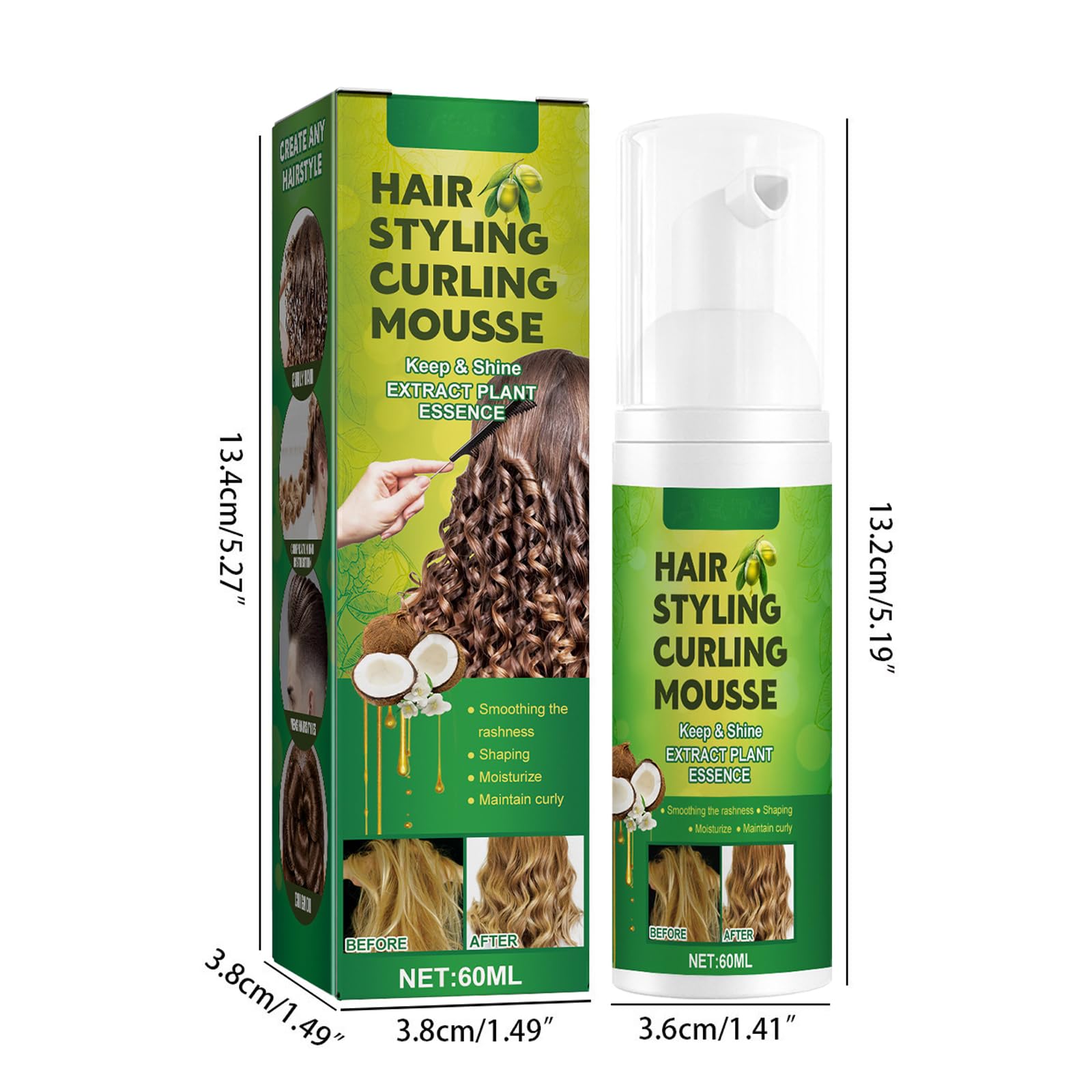 Dyceittdia Curly Hair Styling Mousse, 60ml Styling mousse for soft curls Curl booster - Image 2