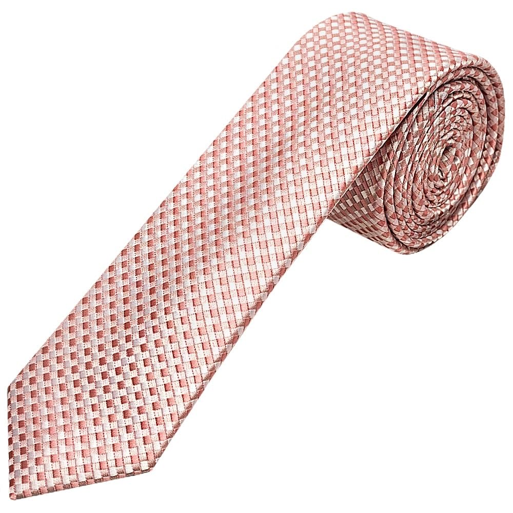 Ties R Us Men's Rose Gold Diamond Neat Skinny Tie