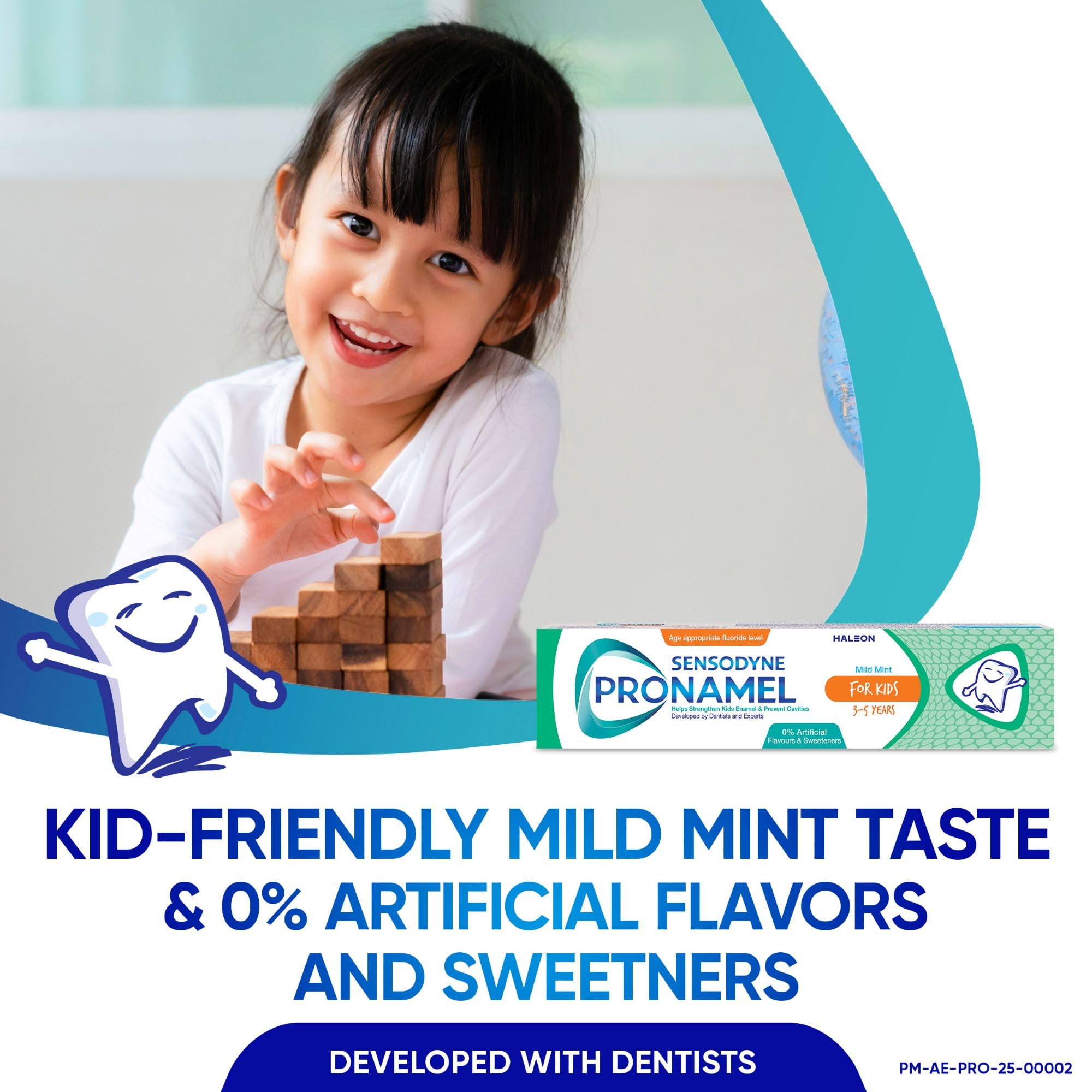 Sensodyne Pronamel for Kids 3-5 Years Toothpaste 50ml – Gentle Fluoride Kids Toothpaste for Milk Teeth, Helps Protect Enamel from Acid Wear, Mild-Flavour Daily Oral Care for Toddlers
