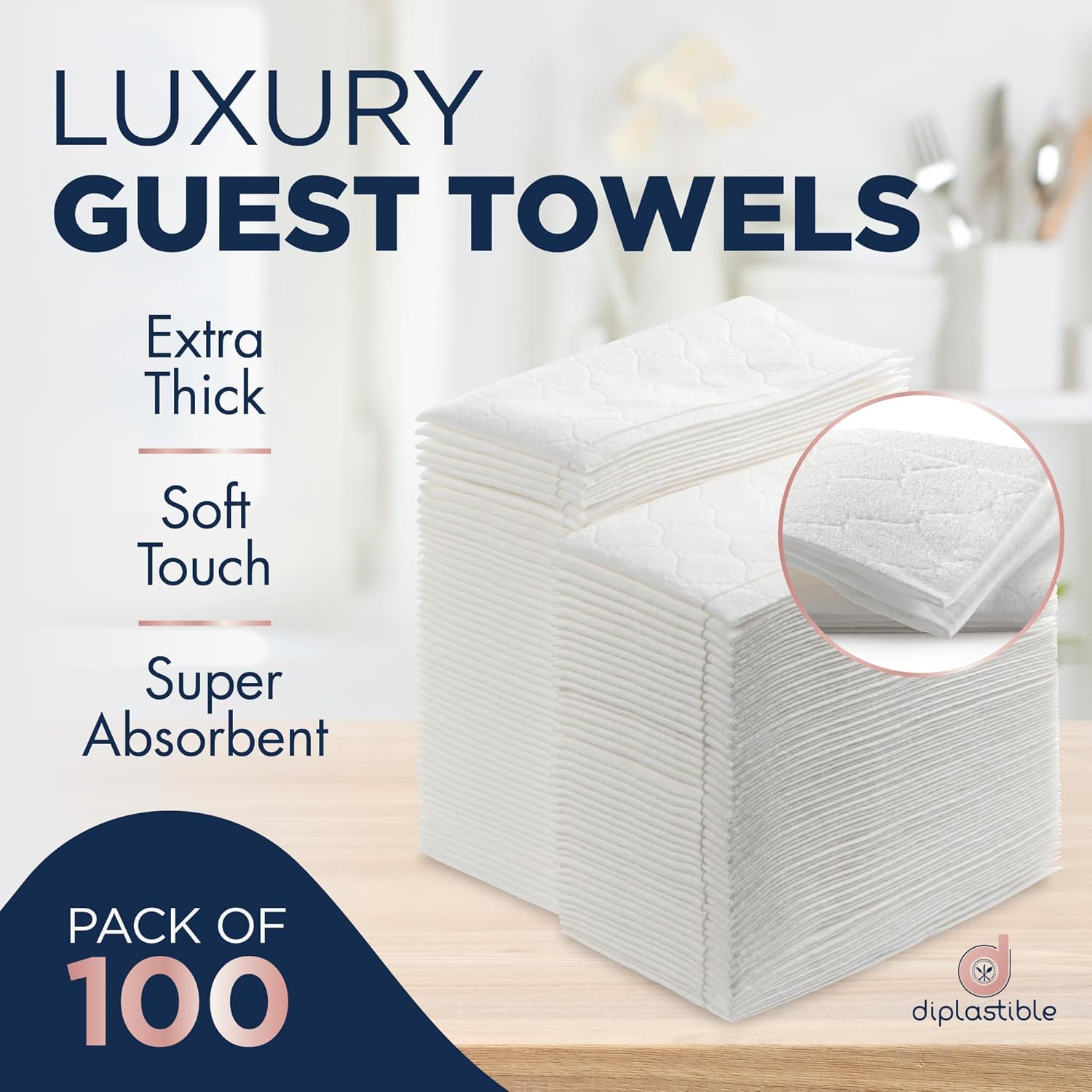 100 Count White Luxury Linen-Feel Paper Towels, Soft And Absorbent Cloth-Like Disposable Napkins For Bathroom, Kitchen, Weddings, Parties, Dinners Or Events – Disposal Hand Towels