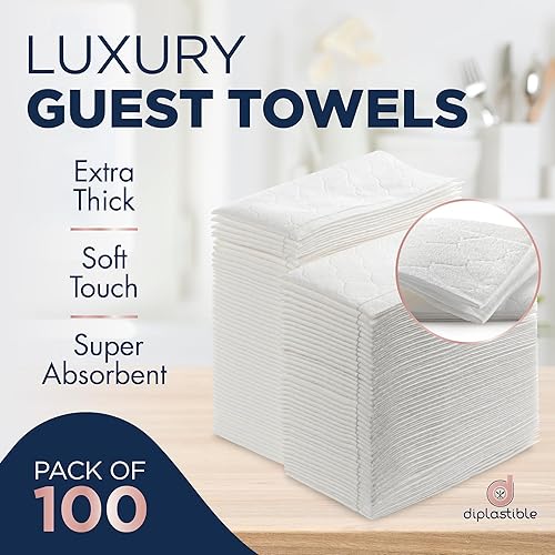 Miniatura 9 de Paquete de 1000 toallas desechables para invitados, servilletas blancas para baño de invitados, toallas de mano desechables de alta resistencia