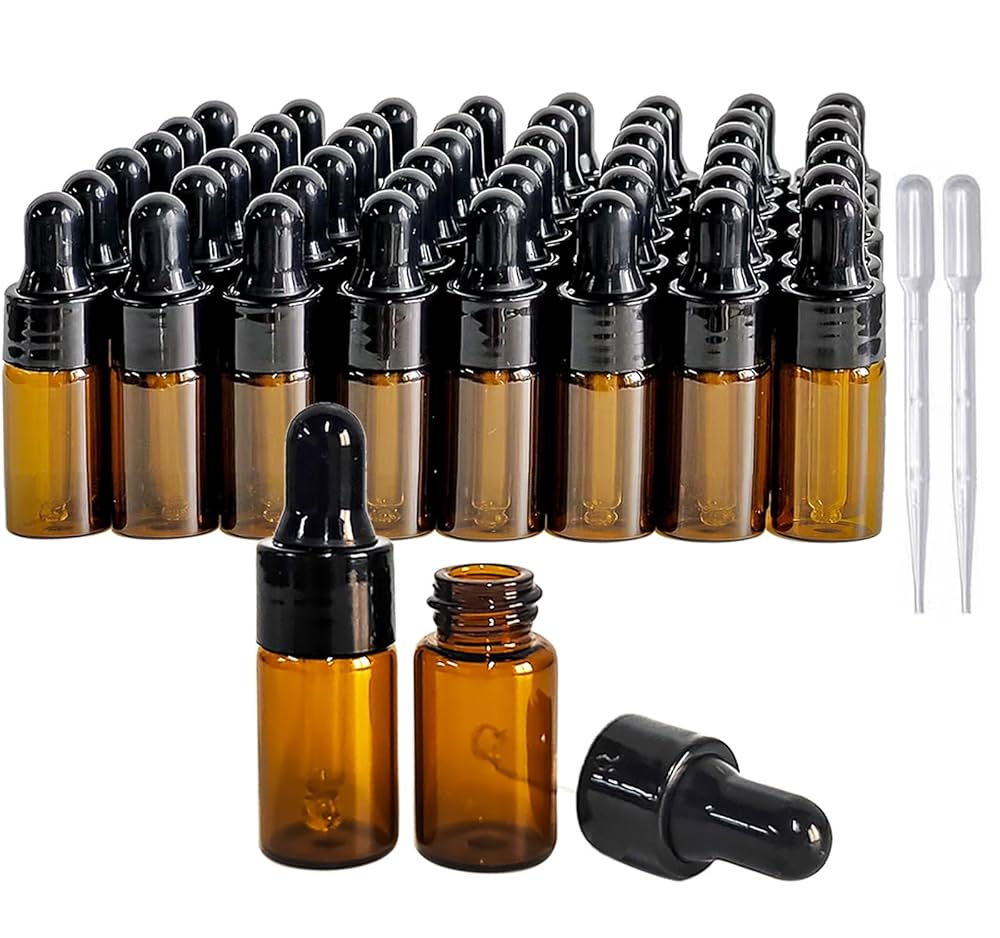 Amazon.co.jp: PYAWI アンバーガラス ミニドロッパーボトル 50個