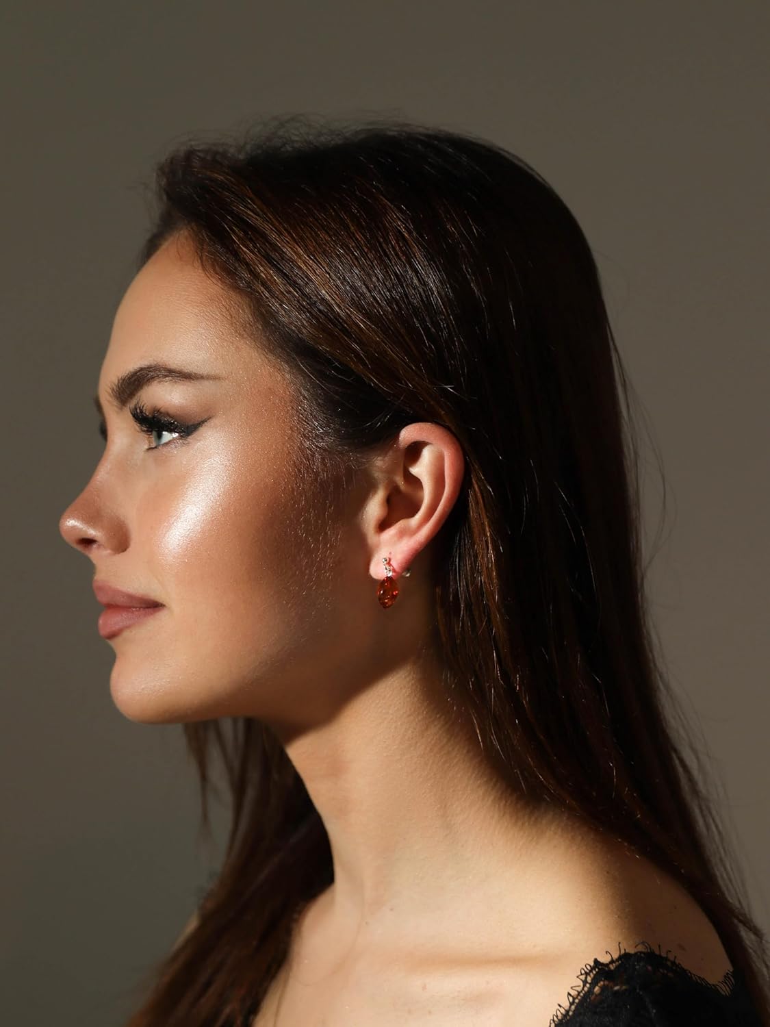 TheNaturalAmber Cognac Amber Drop Earrings – Twisted Baltic Amber & 925 Sterling Silver Dangle Earrings for Women – Handmade Polished Elegant Jewelry - Image 3