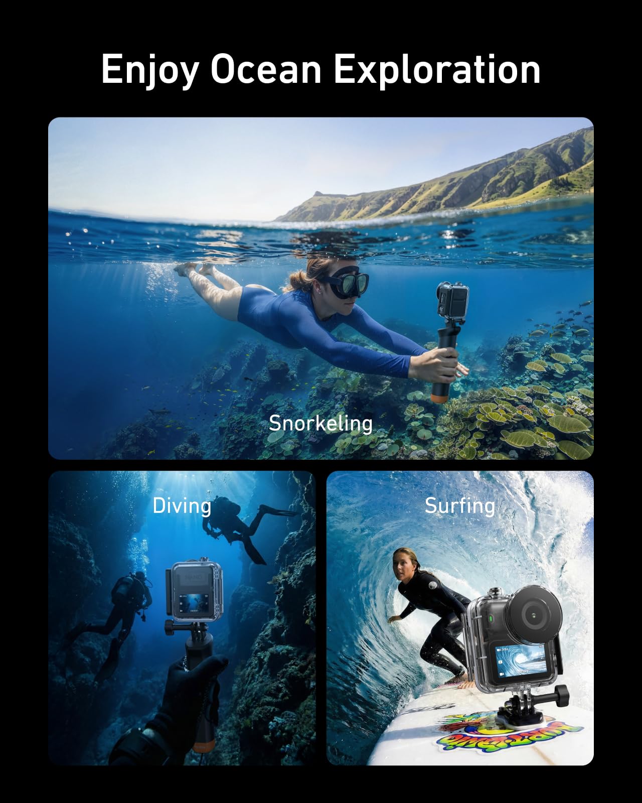 TELESIN Custodia Impermeabile Con Bastone Galleggiante Per DJI Osmo Nano, Custodia Subacquea Da 60 M, Accessori Per Immersioni Profonde E Snorkeling Con Fogli Anti-Appannamento