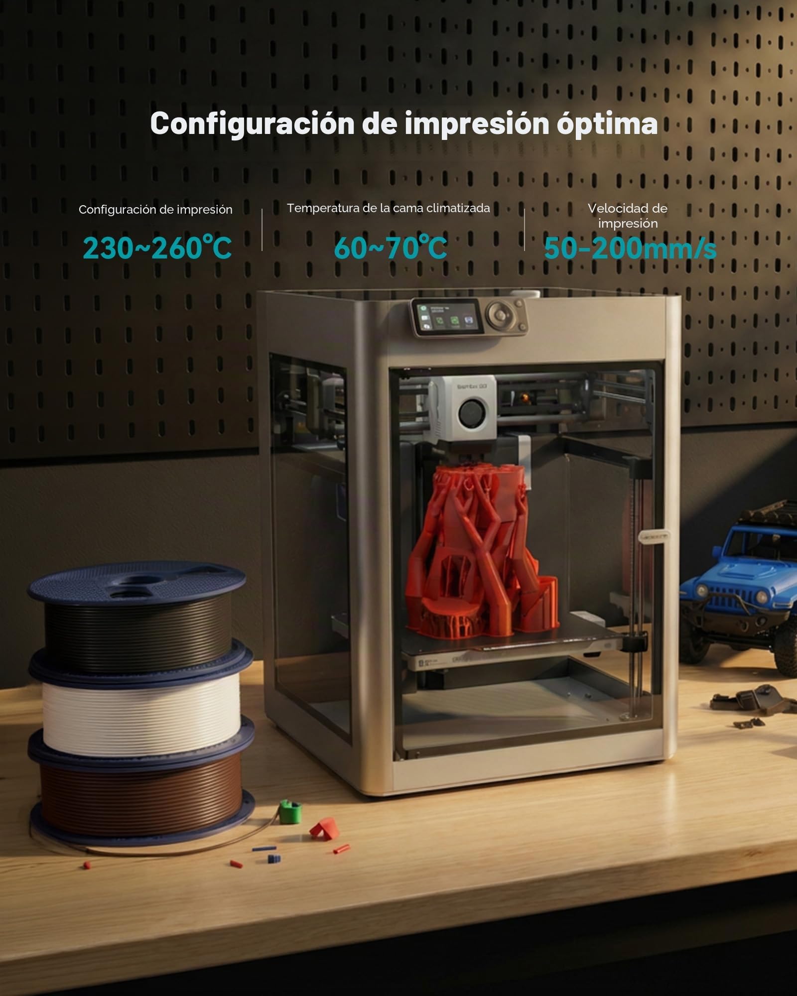 SUNLU PETG Filament 1.75 mm, Filamento para Impresora 3D, Negro, Bobina de 1 kg