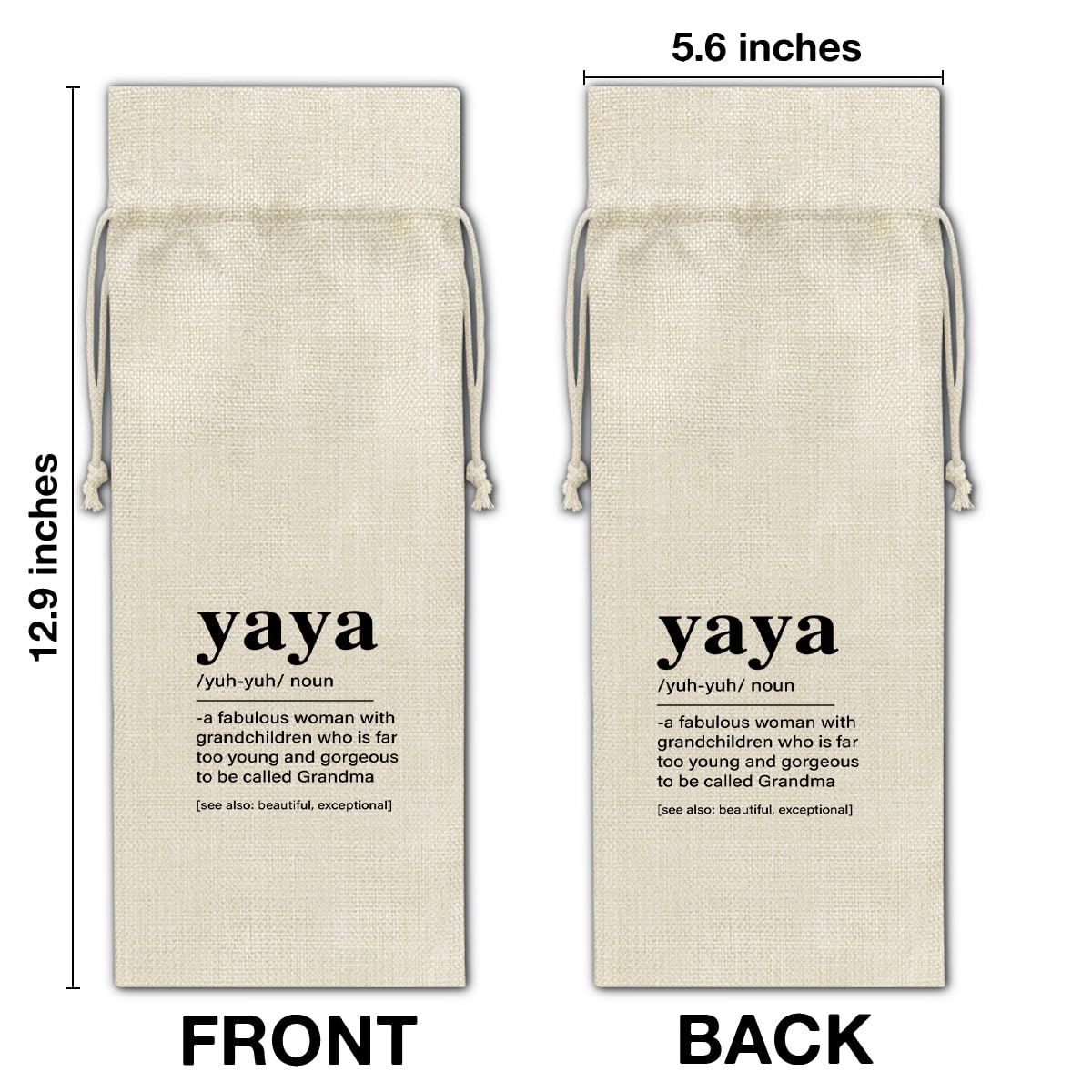 Grandma Gifts Wine Bag Yaya Gifts for Grandma Birthday Mother's Day Yaya Definition Wine Gift Bag