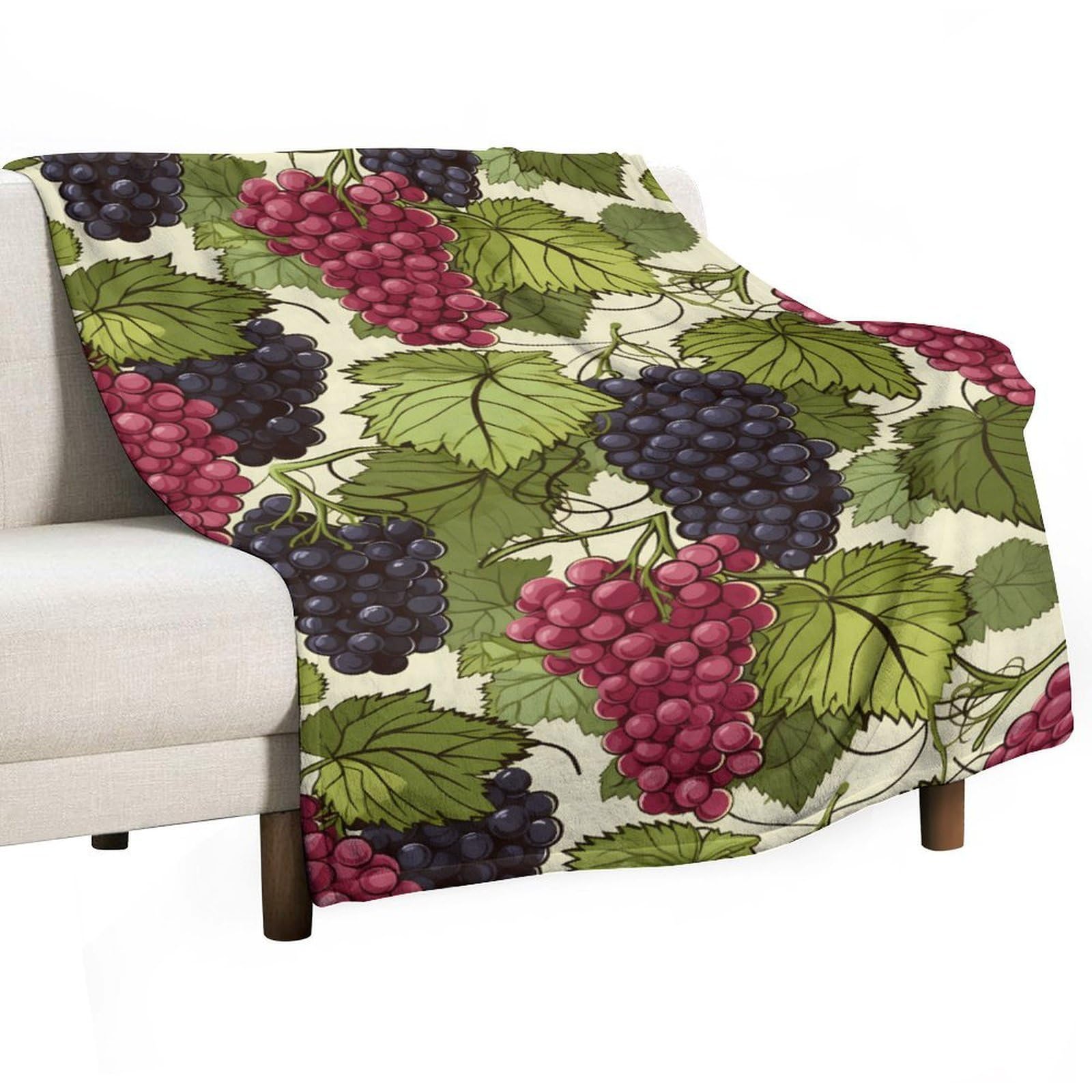 Cgsbngha Style Food Grapes Flannel Fleece Blanket Lightweight Soft Throw Blankets For Sofa Couch Bed Chair
