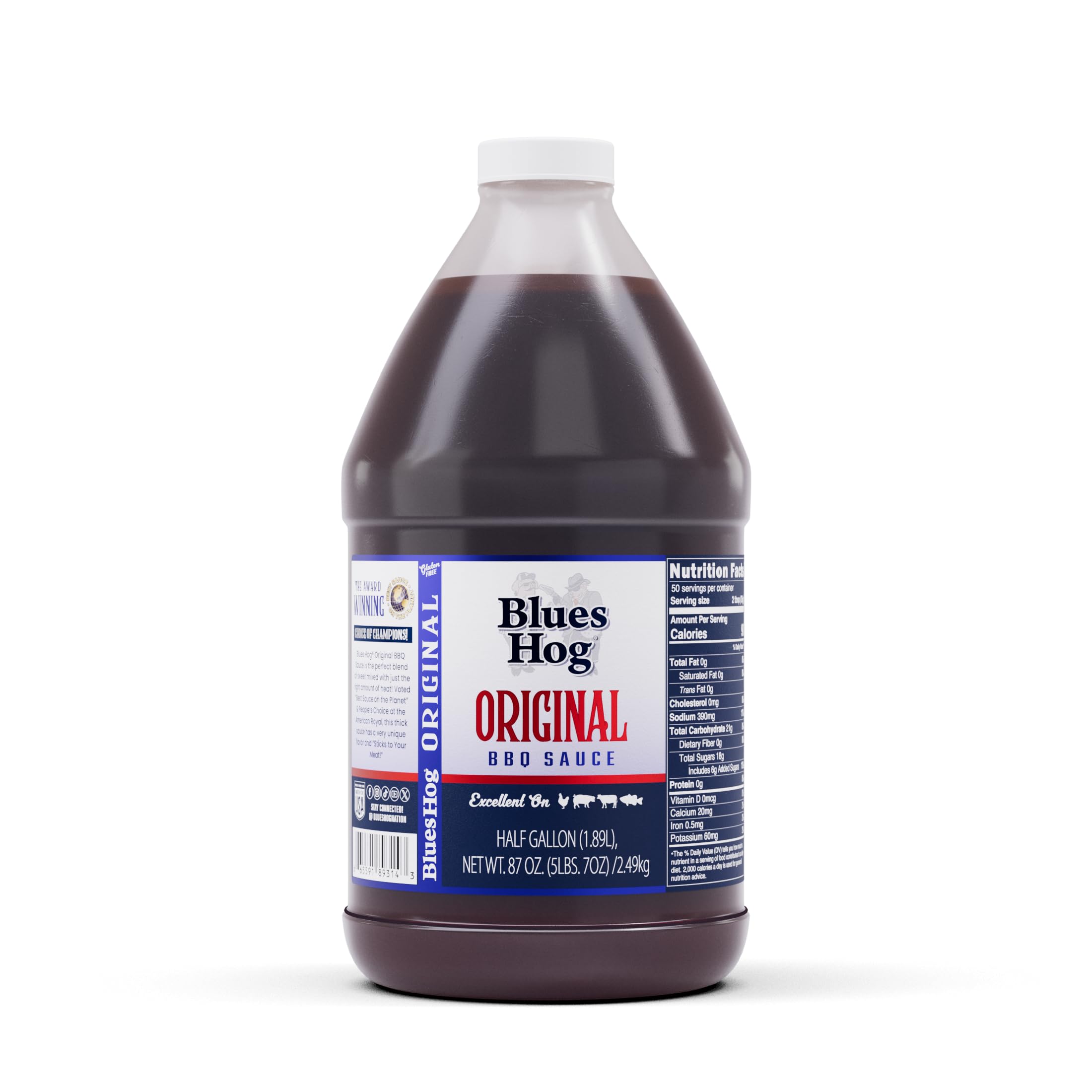 Blues Hog Original Barbecue Sauce, Sweet & Peppery BBQ Sauce, Gluten-Free, All-Natural, Award-Winning Barbeque Sauce, Made in the USA, 64 oz