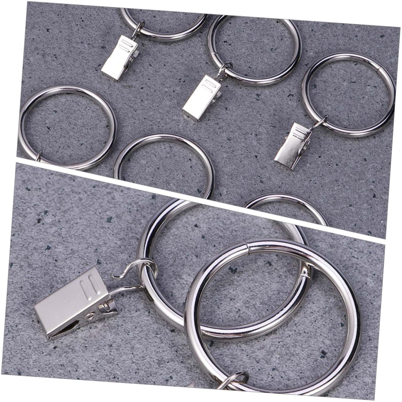 Crochets de Douche for Rideaux, 20 pièces, Clips de Rideau en métal, Anneaux de Rideau de Douche avec Clips, Anneaux de Rideau de fenêtre, Accessoires de Rideau,Crochets de Salle de Bain(Sil