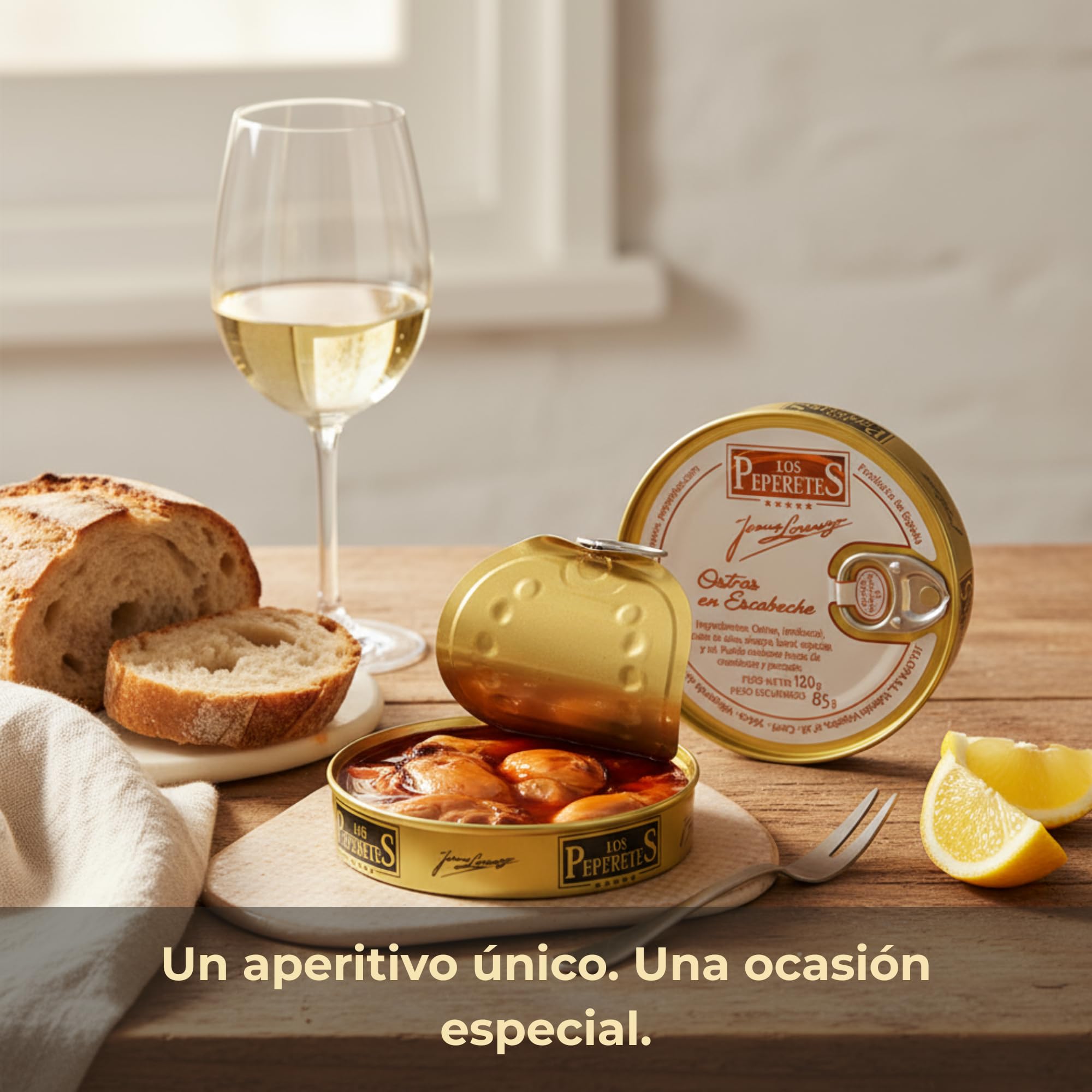 LOS PEPERETES Ostras del Atlántico 120 g Marisco Gallego Gourmet Conserva Artesanal