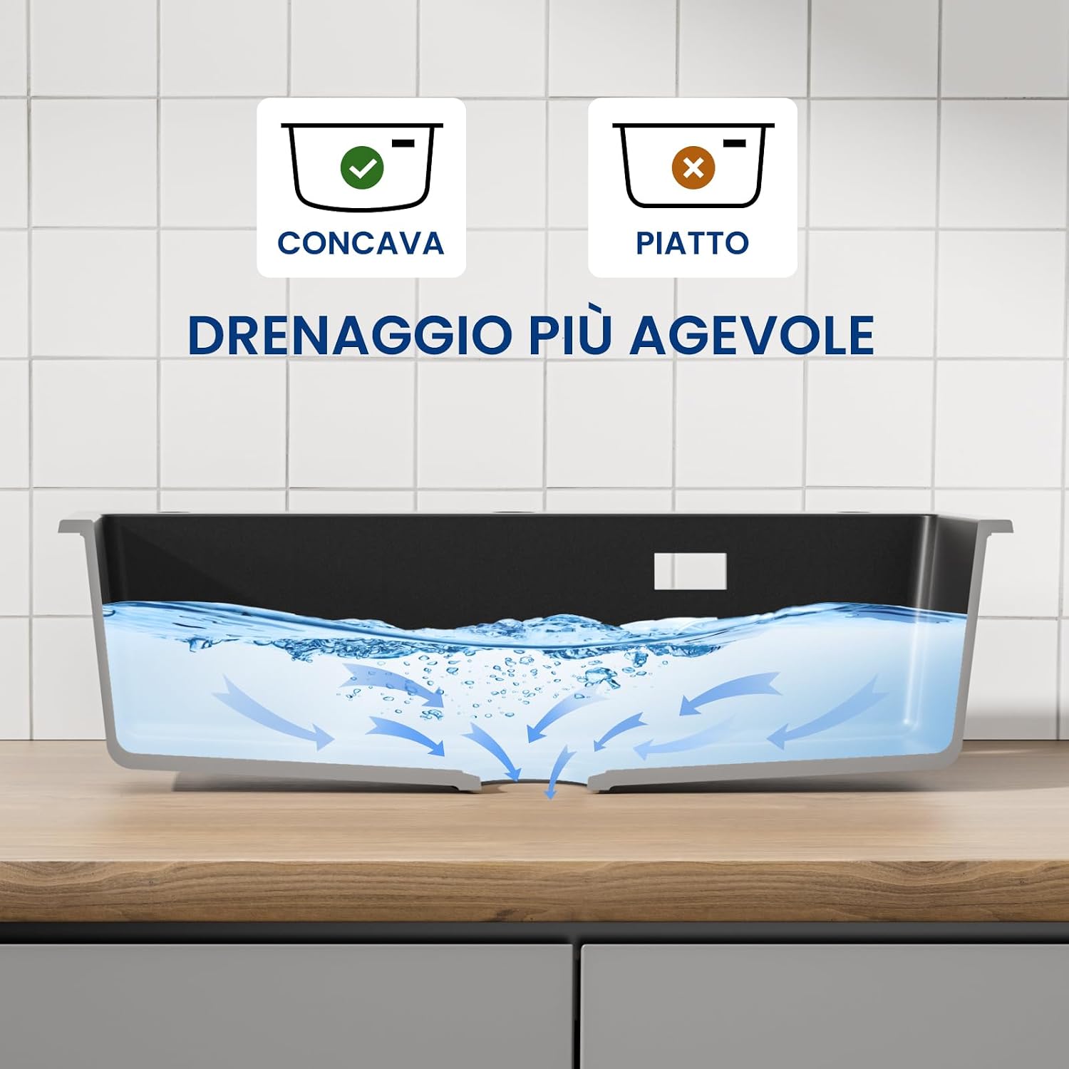 CECIPA Granitspüle 70x45x20 schwarz