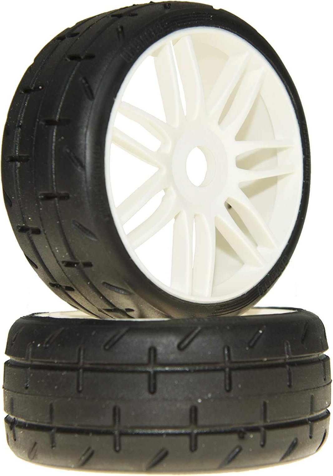 GRP GTJ01-S7 1:8 GT T01 REVO S7 MediumHard Mounted Tires Spoked White Wheel (2)