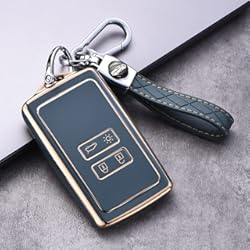 Funda Llave Renault Clio ontto Samrt - Funda para llave de coche compatible con Renault Arkana Megane Espace Scenic Laguna koleos Clio Master Bus Zoe TPU funda llavero protección 4 botones dorados gris