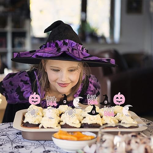 Miniatura 62 de 24 piezas de decoración de cupcakes temáticos de Halloween, espeluznante abucheo, fantasma, bruja, araña, murciélago, cupcakes, calabaza, rasgo