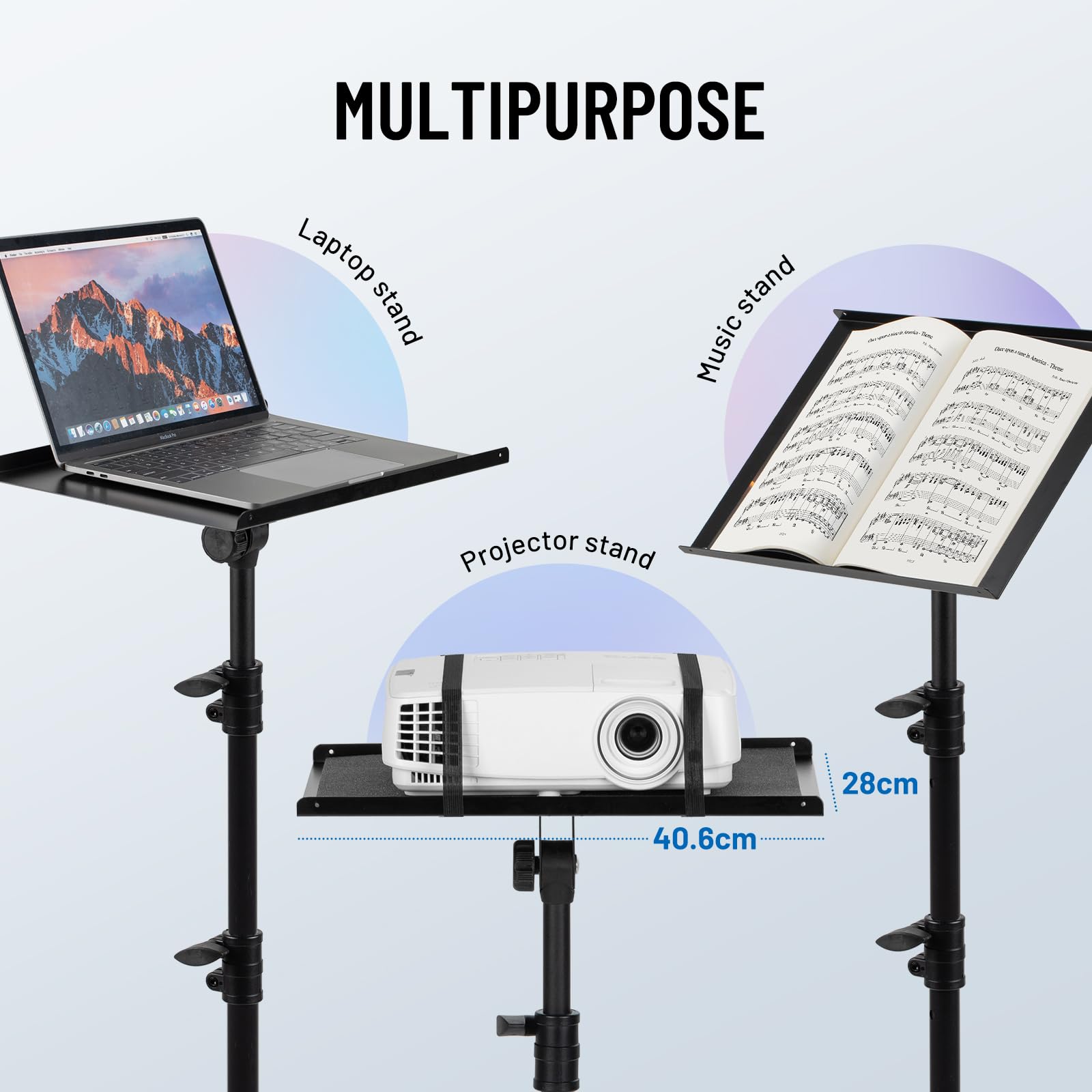 CAHAYA Beamer Ständer Projektor Halterung Multifunktionaler Bodenständer für Laptop Ständer Projektor Kamera mit verstellbarer Höhe für Outdoor-Filme, Computer CY0331-1