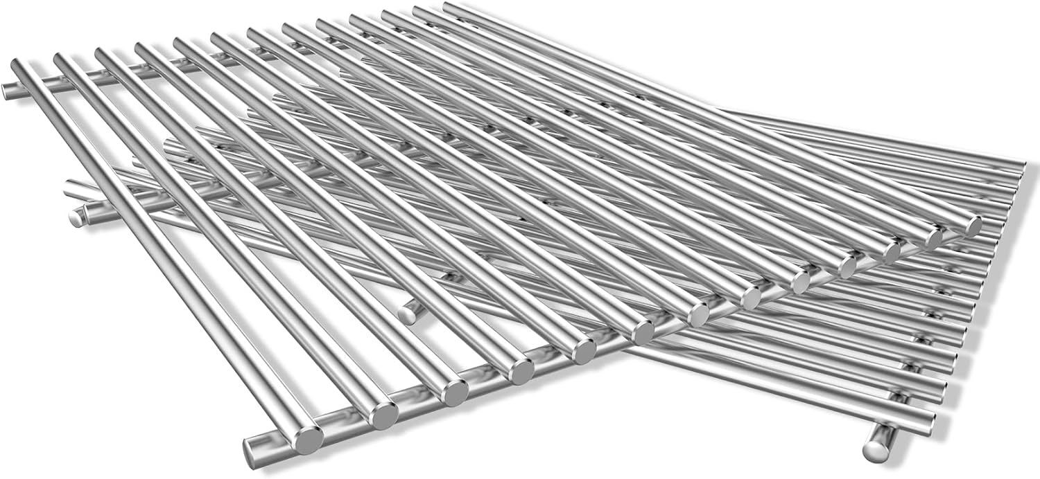 15" SUS304 Stainless Steel Cooking Grates for Weber Spirit 200 Series, 7521 7522 Grill Grates for Weber Spirit E-200, E-210, Spirit S-200, S-210, Genesis Silver A, 7523 65904 65905
