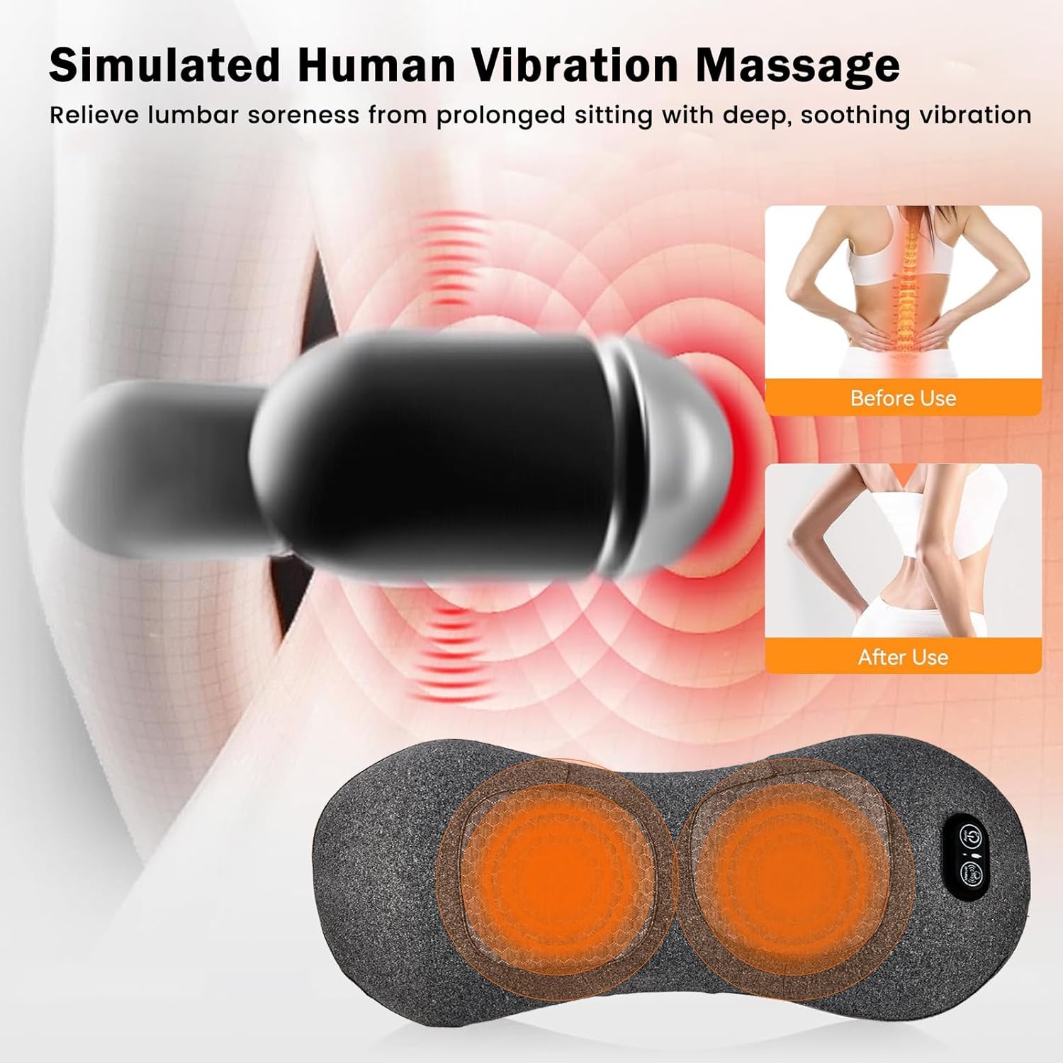 3-in-1 Triple Fusion Back Massager, Electric Lumbar Support Pillow with Smart Air Lift Traction, Heat & Vibration Massage for Lower Back Pain Relief, Back Pain Relief Devices for Home Office Car Bed