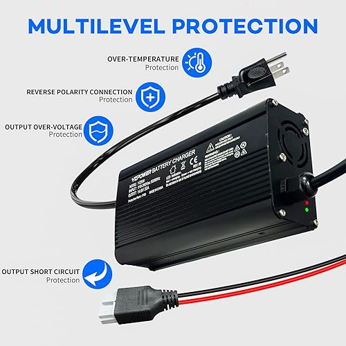 Miniatura 2 de YZPOWER Cargador de batería Lifepo4 de 14.6 V 20 A para baterías de fosfato de hierro y litio de 12.8 V 12 V, cargador de batería AC-DC, cargador de