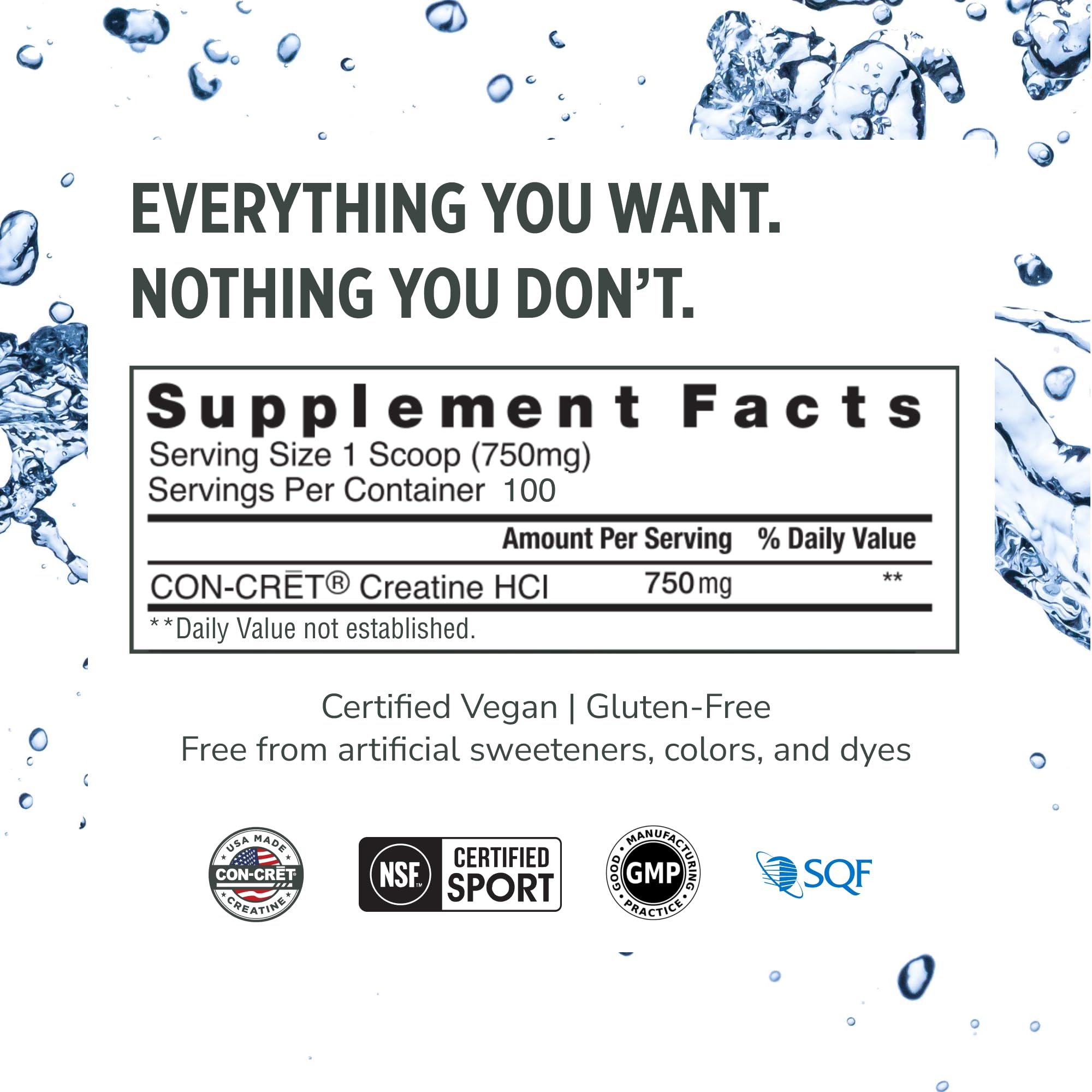 CON-CRET Creatine HCl Powder for Women and Men, Unflavored, 100 Servings — Amazon image 6