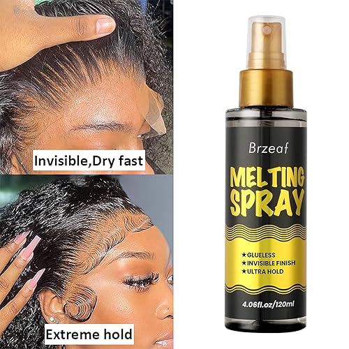 Miniatura 4 de Brzeaf Spray de fusión de encaje y spray de sujeción (4.1 fl oz), sujeción extrema y sin pegamento, spray de fusión para pelucas de encaje, fuerte
