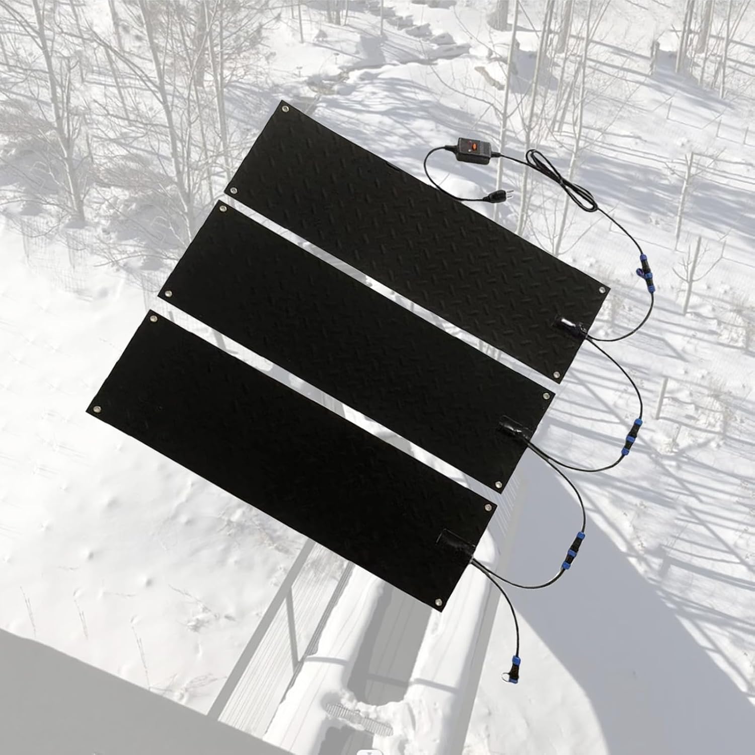 Snow Melting System Snow Melting Mat for Entrances Heated Walkway Mats for Removal with Power Cord, for Walkway Doorway Stair Sidewalk Roof,3,15 * 15in