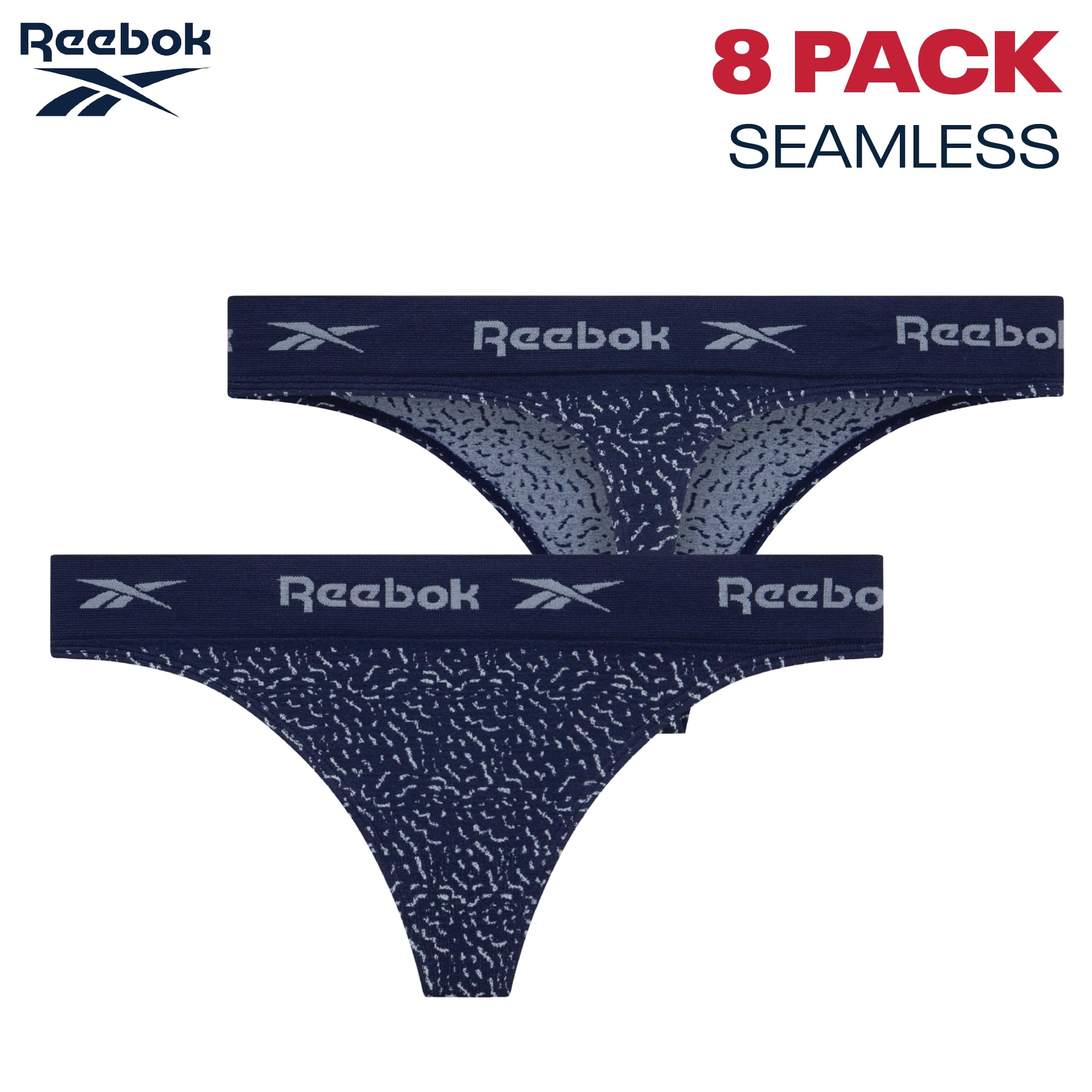 Reebok Biancheria intima da donna – Perizoma senza cuciture (confezione da 8)