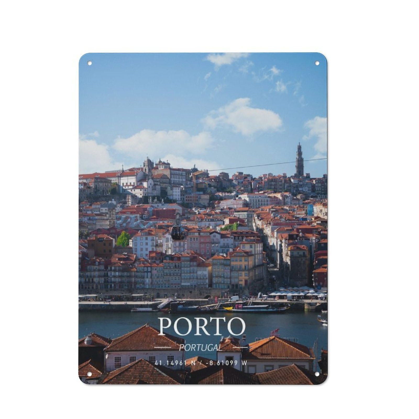 Junmoney Porto Vintage Metal Plaque 40X30cm Featuring For Pub Or Café, Suited To Café Interior Fans