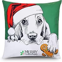 Vista 5 de LIVEITW - Juego de 4 fundas de almohada navideñas de 18 x 18 pulgadas, decoración navideña, funda de almohada de algodón para sofá (perro dulce)