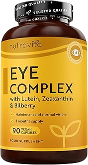 Nutravita Lutein Natural Eye Supplement – 90 Vegan Capsules - Zeaxanthin, Bilberry Extract, Vitamins A, B12 & Zinc – for Maintenance of Normal Vision – Made in The UK