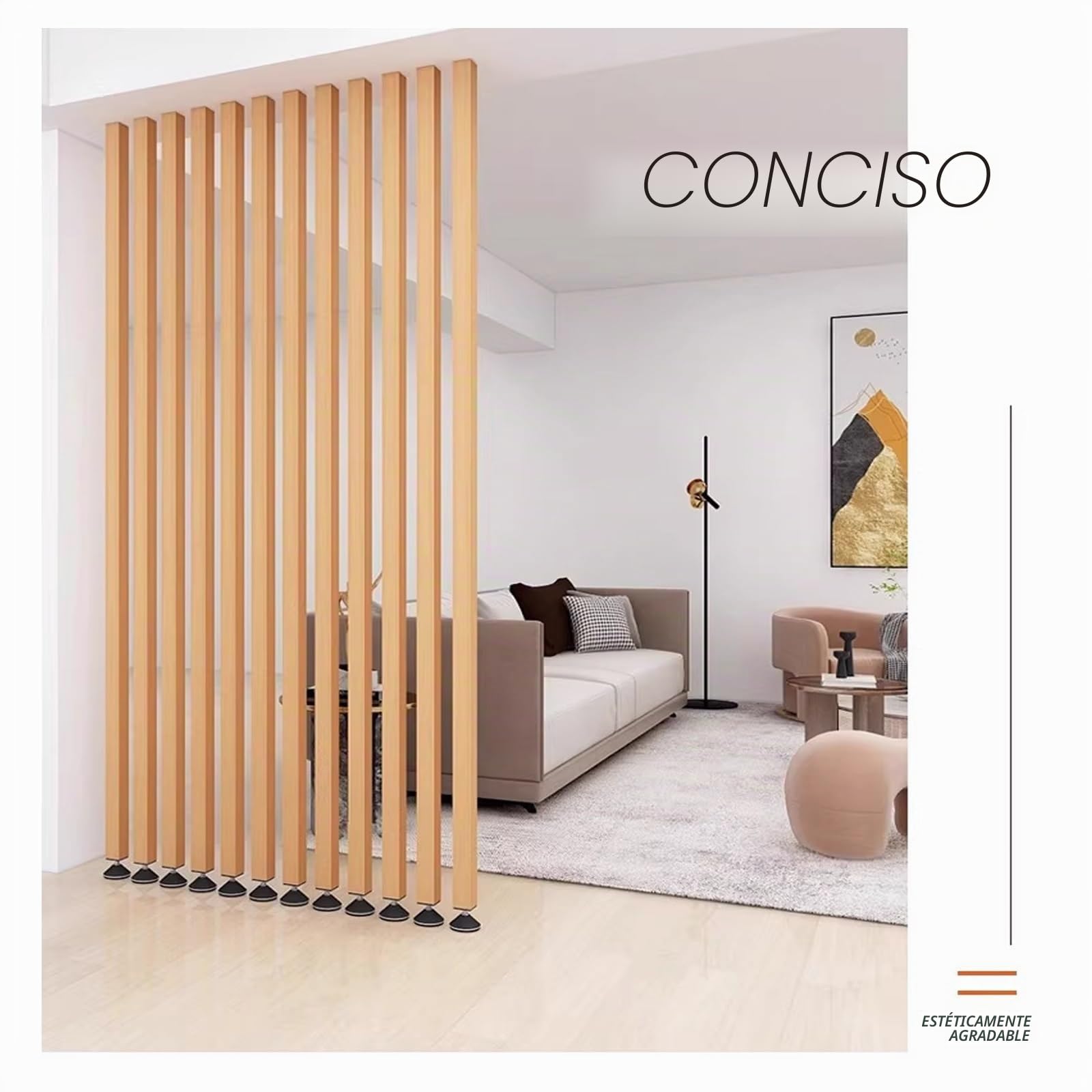 Partición de Pared Separador de ambientes De Suelo a Techo Lamas - Mampara Poste Separador Sala de Estar Sencillo Moderno Entrada Restaurante Columna Hueca DEC(9root,230cm/90.5in/7.54ft)
