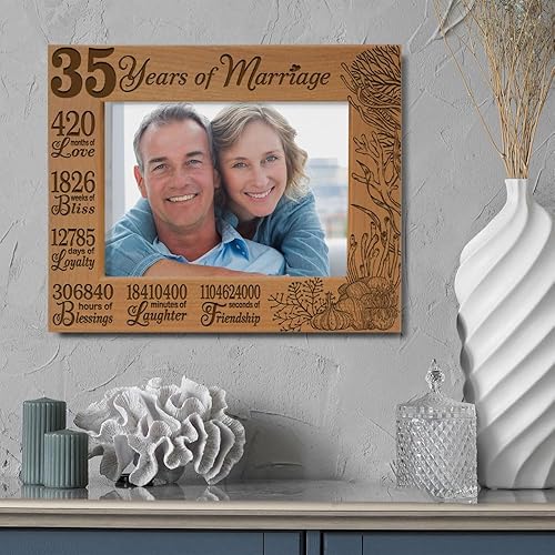 Miniatura 3 de KATE POSH Marco de fotos 35 años de matrimonio, aniversario tradicional de coral para marido y esposa, parejas (4 x 6 pulgadas, horizontal)