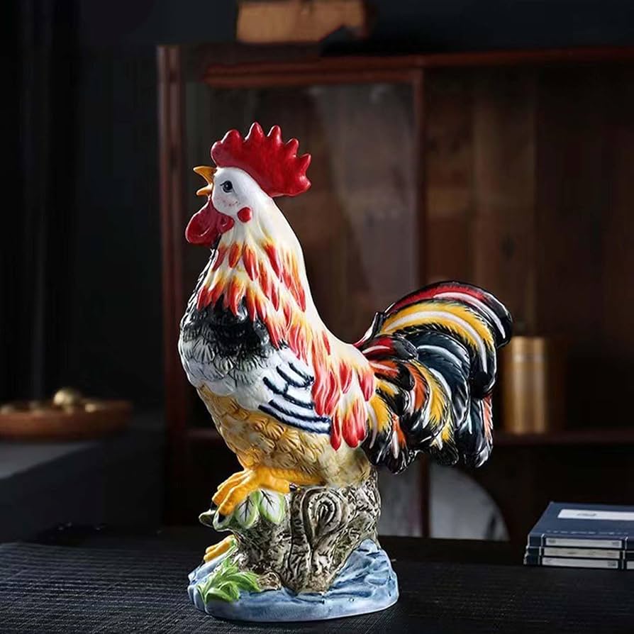 Amazon.co.jp: 雄鶏 金鶏 風水 金の鶏が吉報を告げる 玄関飾り 店舗