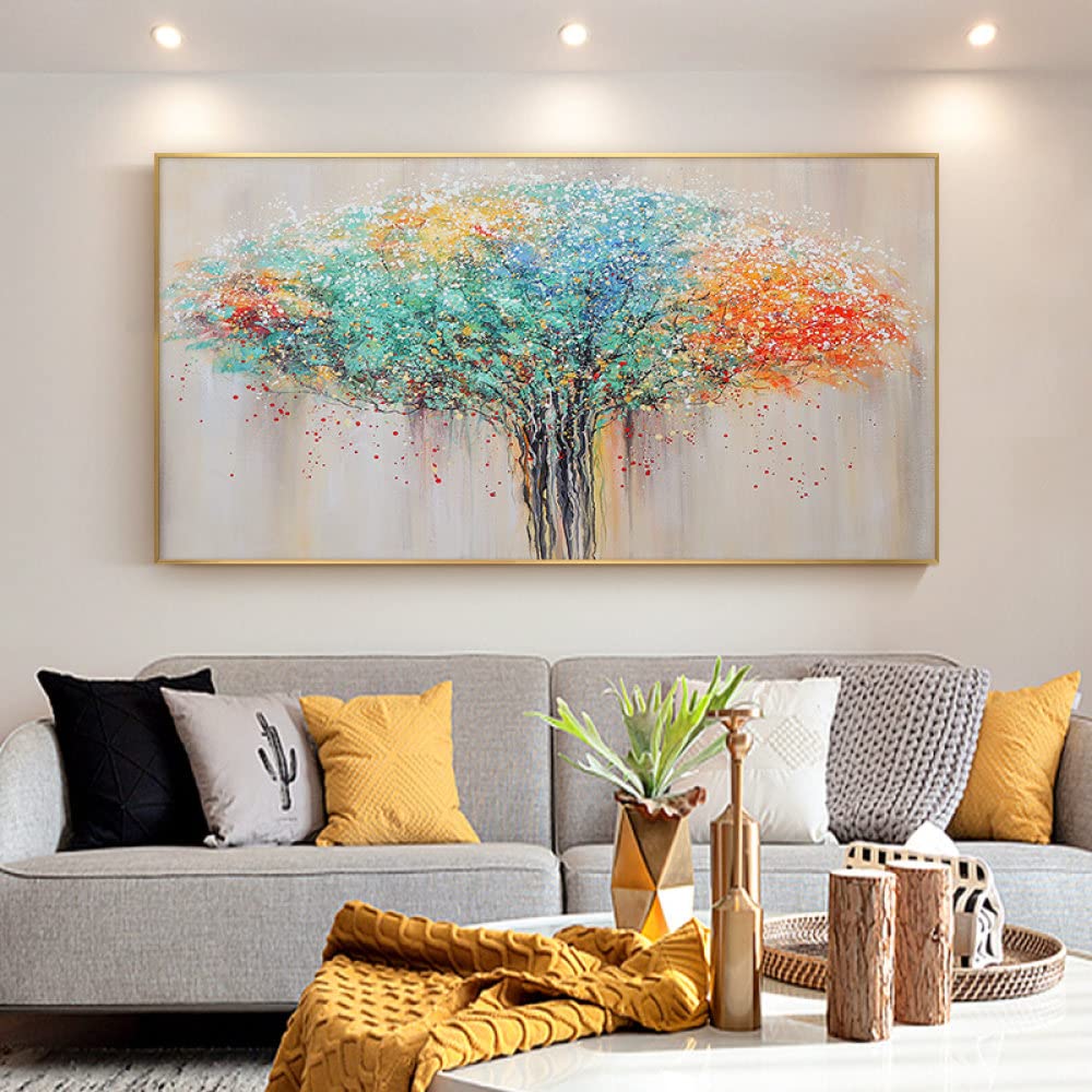 V-inspire Quadro Moderno 3D Albero Della Fortuna - Dipinto A Mano 75x150 Cm, Tela Acrilico Con Cornice, Pronto Da Appendere