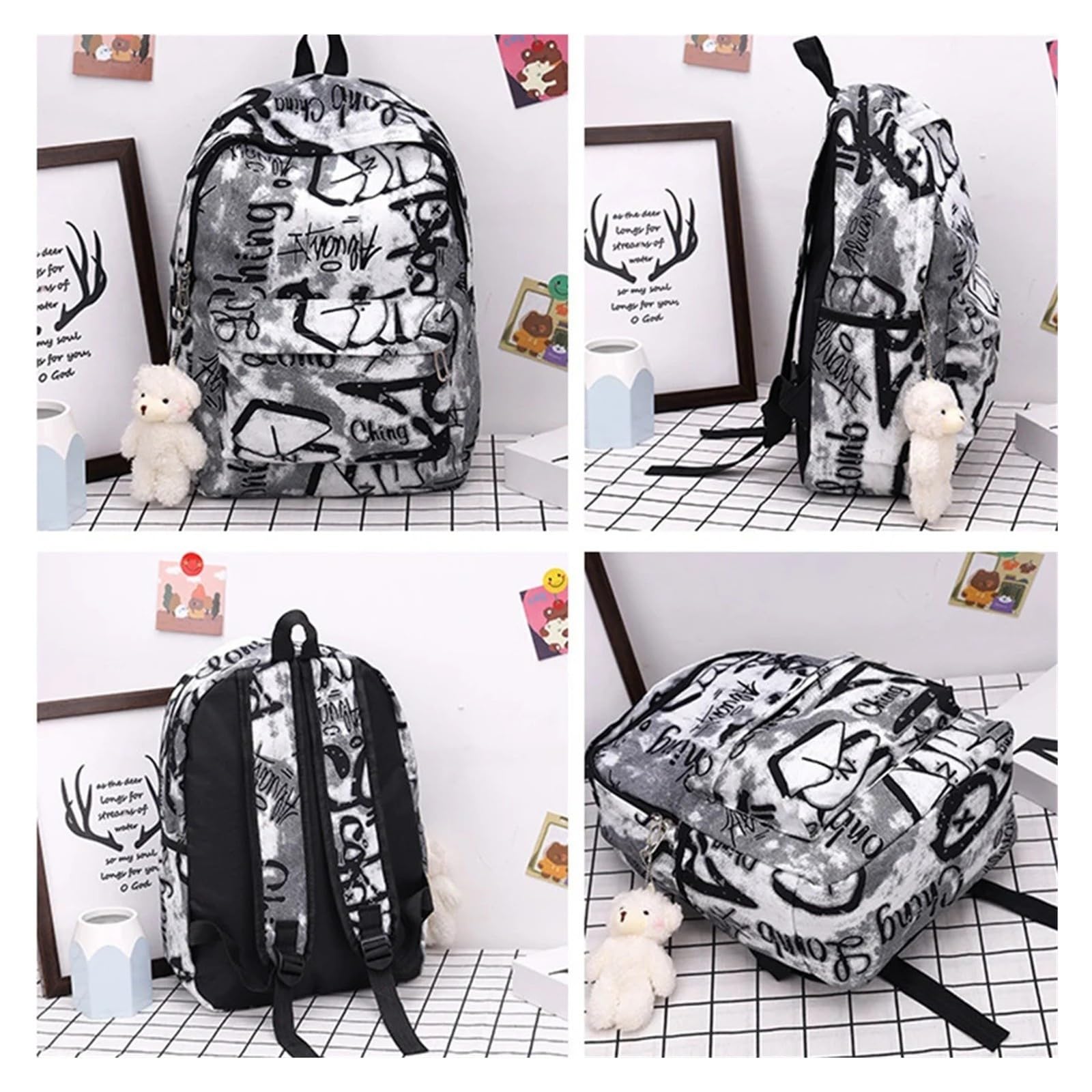 Wasserdichter Nylon-Rucksack mit Graffiti-Print