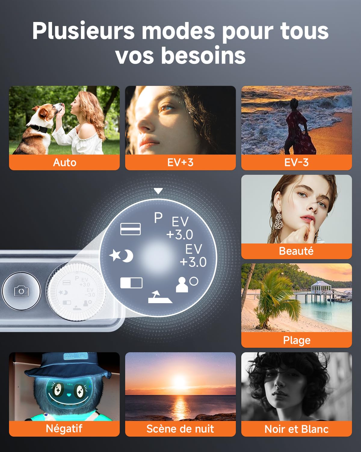Appareil Photo Numérique Compact, Rollei Compactline 10X FHD Caméra Digitale 20MP avec Zoom 10X Optique et Double Écran Appareil Photo et Vidéo Digital Portable pour Vlog Voyage Selfie Noir Argent
