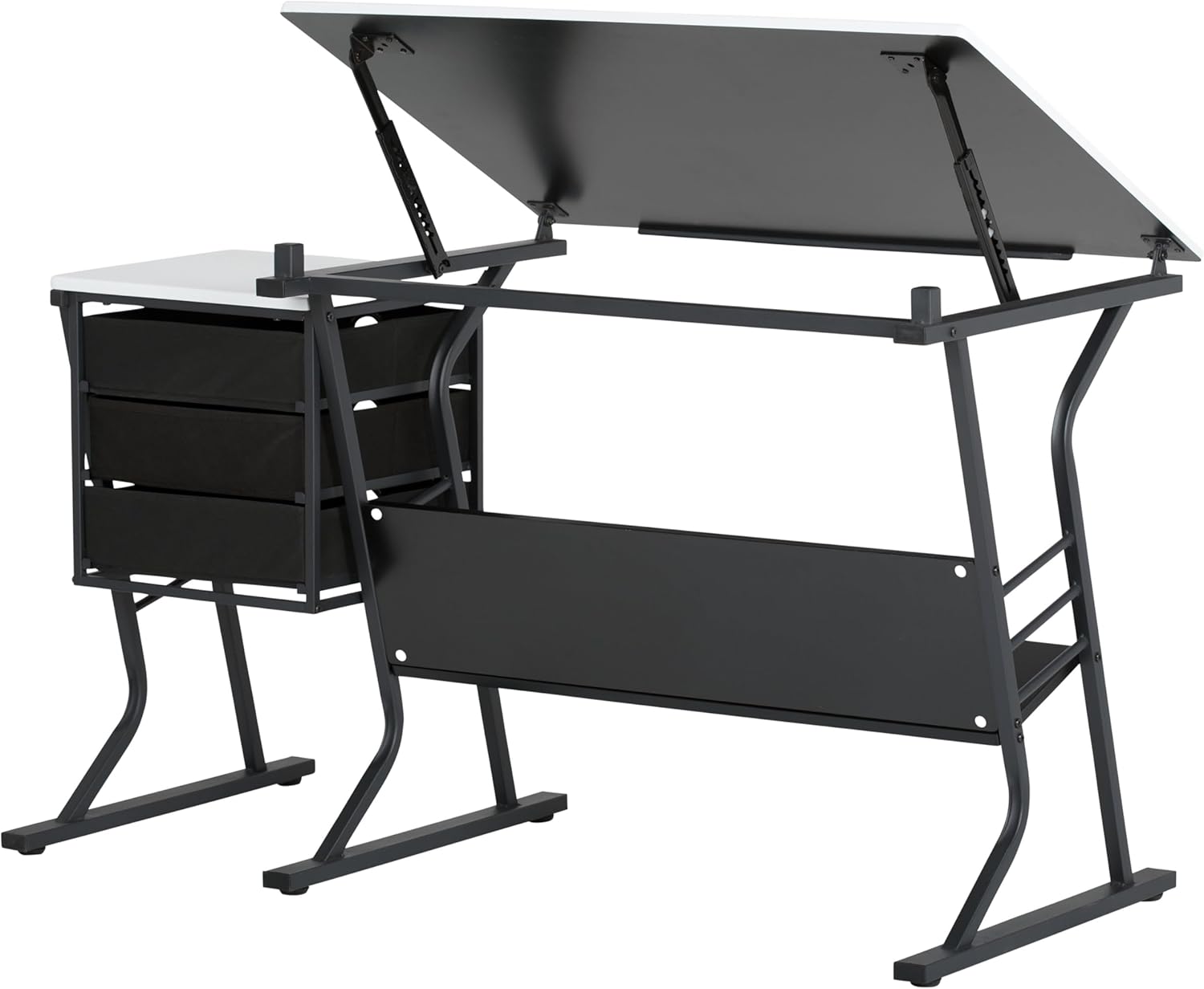 2 Piece Eclipse Ultra Center/Drawing Table with Stool, Angle Adjustable Top, Storage Shelves, and Drawers